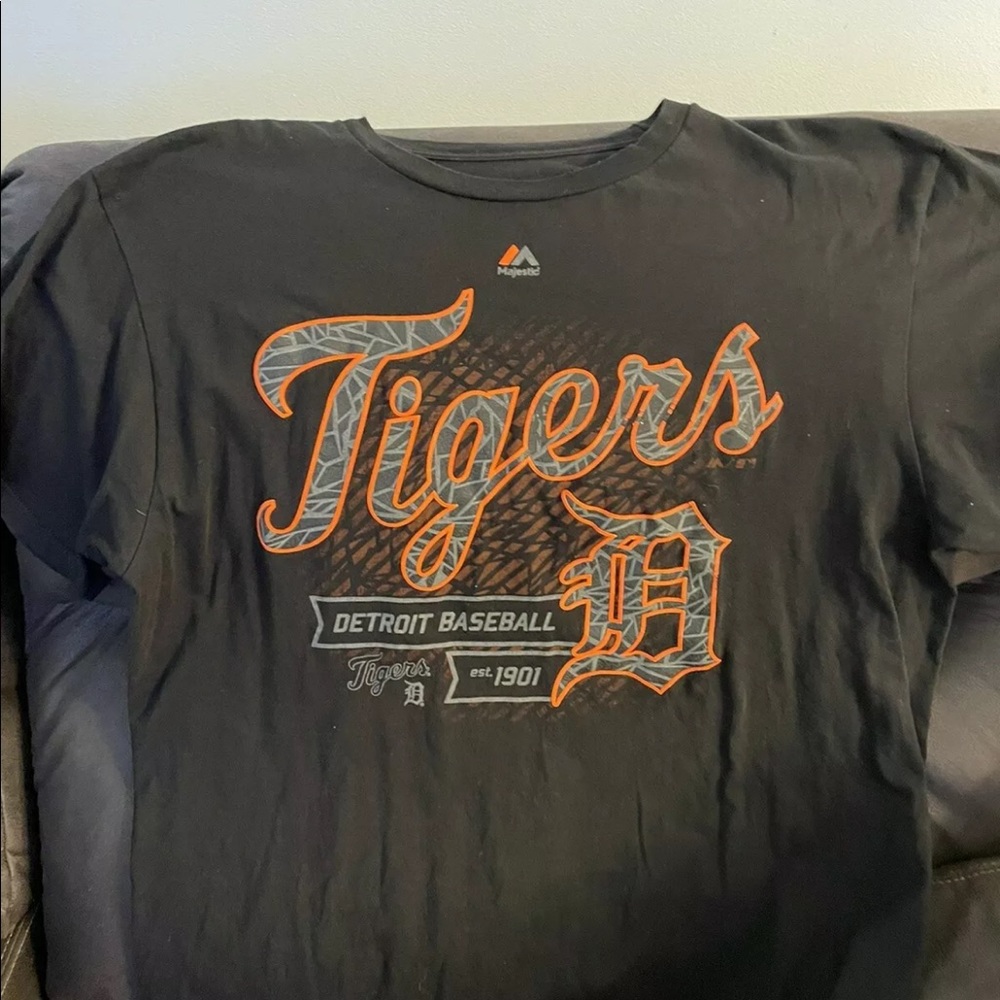 Detroit Tigers t-shirt Majestic black triple peak XL MLB Baseball